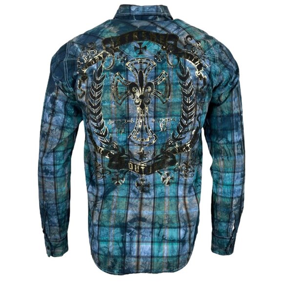 Xtreme Couture by Affliction Men's Button Down Shirt Gilded Cross - Picture 3 of 10